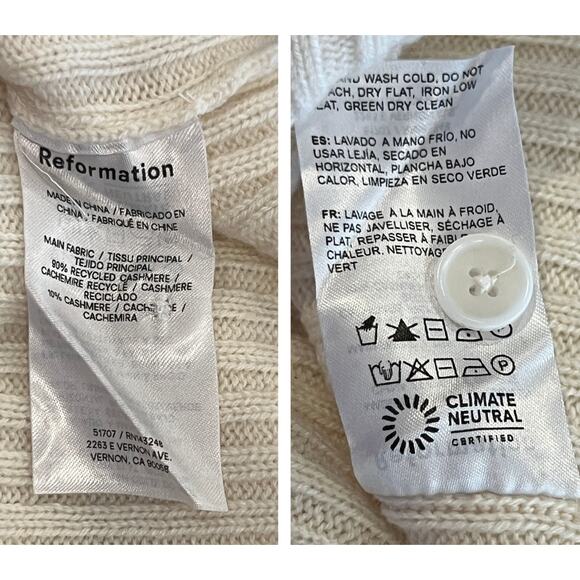 Reformation Fantino Recycled Cashmere Blend Cardigan Size XL - Picture 8 of 9